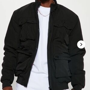 Fashion Nova Men's Classic Black Bomber Jacket